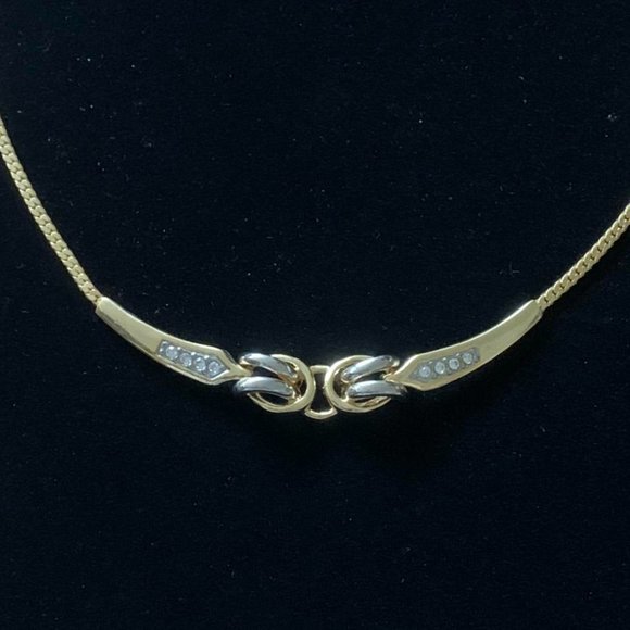 statement necklace Vintage Gold & Silver Plated & crystal . - Picture 3 of 4